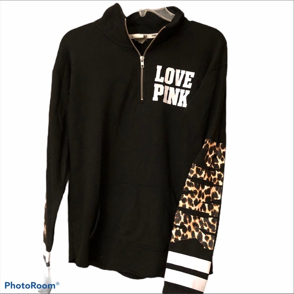 PINK Victoria's Secret Tops - Victoria’s Secret PINK cheetah quarter zip